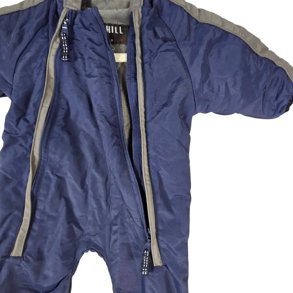 Big Chill Insulated Snowsuit Navy Blue Hooded with Dual Full Length Zippers 3-6m